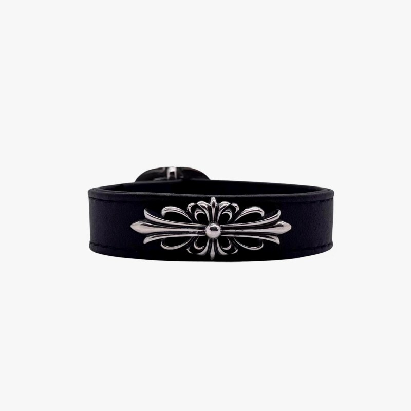 Chrome Hearts Black Iris Leather Bracelet for Everyday Wear