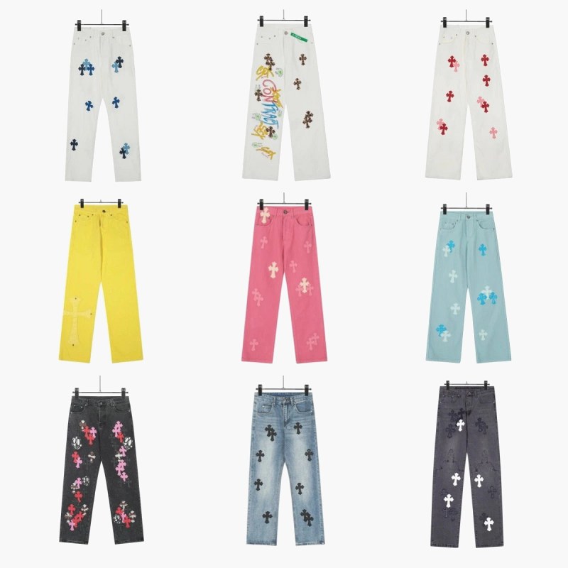 Chrome Hearts Straight-Leg Patchwork Denim in Four Print Colorways