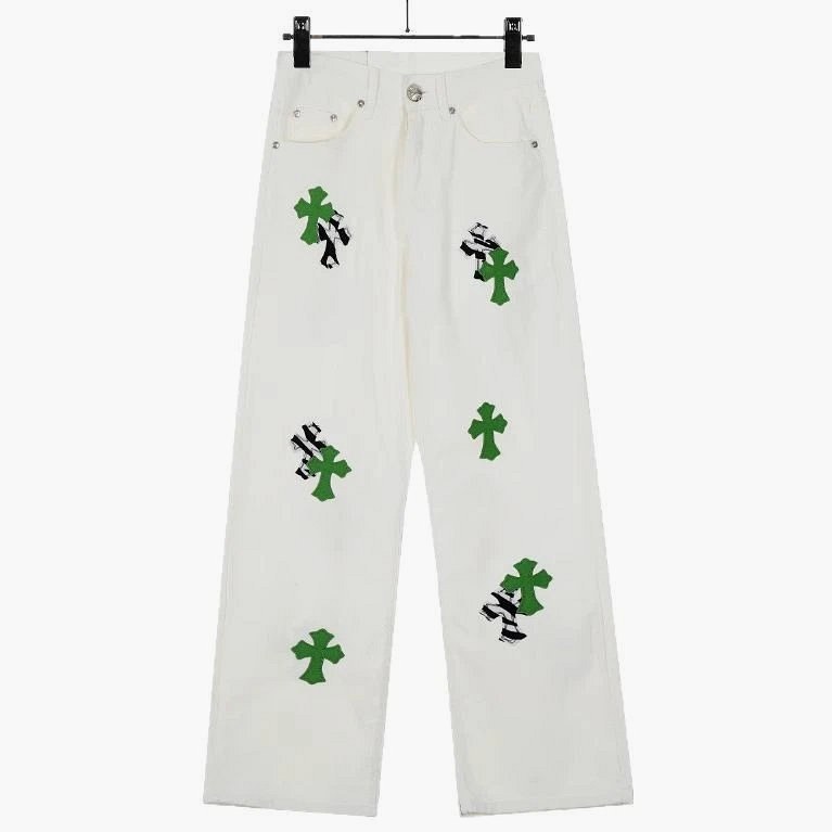 Chrome Hearts Straight-Leg Cotton Denim in Washed and White-Base Colorways