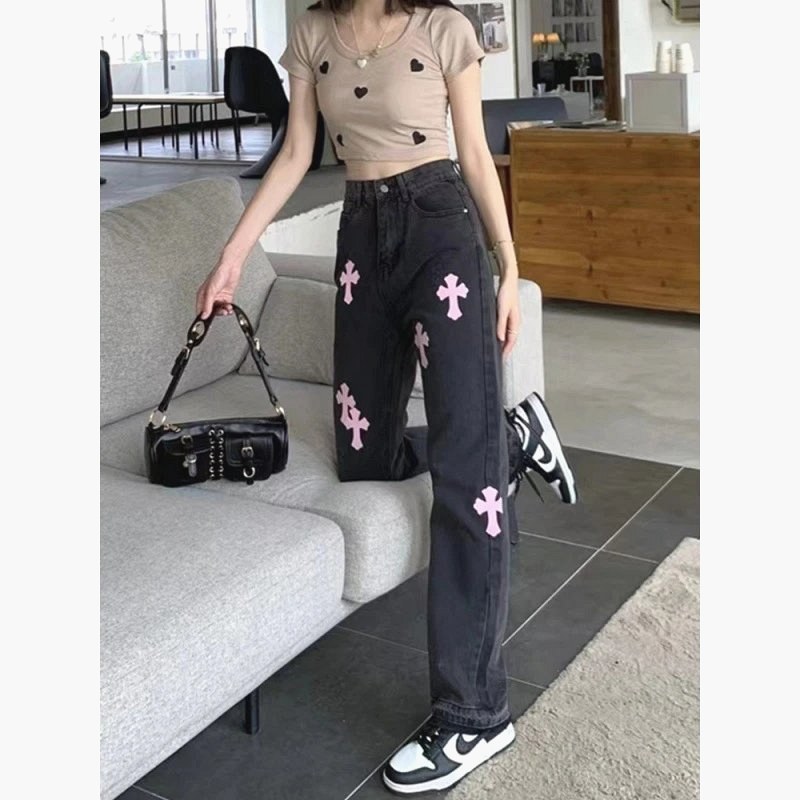 Chrome Hearts Washed-Black Cross-Motif Jeans in a Casual Cut