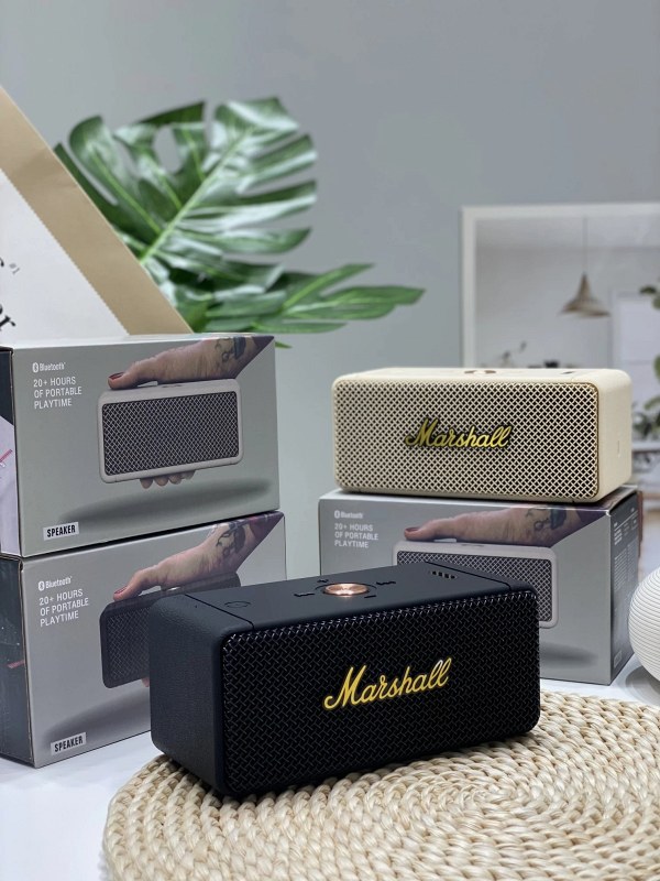 Marshall-Style Gray Portable Bluetooth Speaker with TWS Pairing and Card Playback