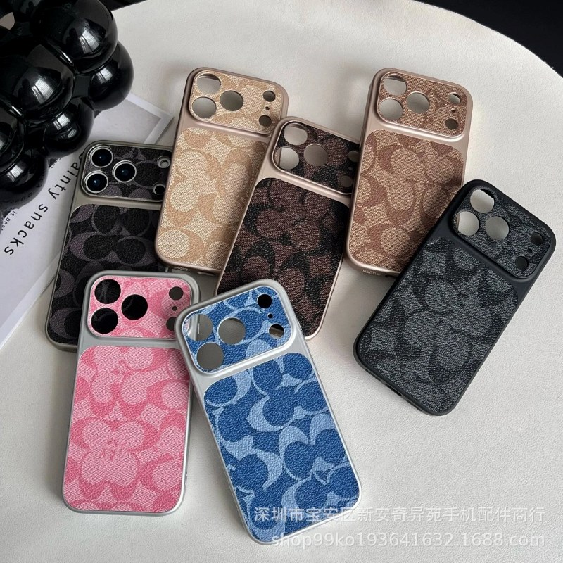 Coach Monogram-Print Faux-Leather iPhone Case, Listed Across iPhone 11–17 Fitments and Seven Colors