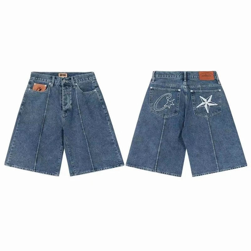 Corteiz Blue C-Star Shorts in Mercerized Cotton With a Deliberately Loose Cut