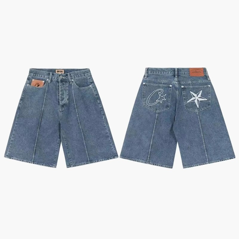 Corteiz Blue Shorts: Cotton Print Shorts in a Loose Cut