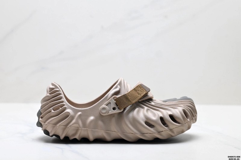Crocs Pollex clog in beige, listed in sizes 35–45 with a fit buyers consistently call roomy