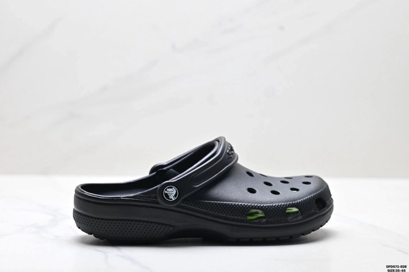 Crocs Classic-style clog with molded ventilation ports, listed in sizes 35–45