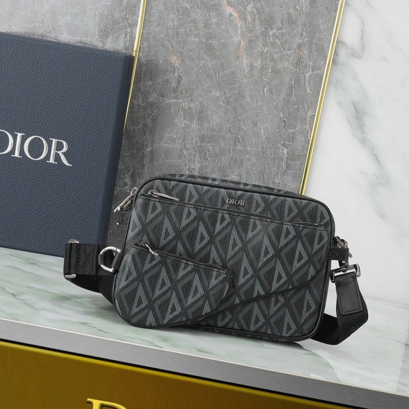 Dior Canvas Three-Piece Bag Set with Embroidered Letter Motif