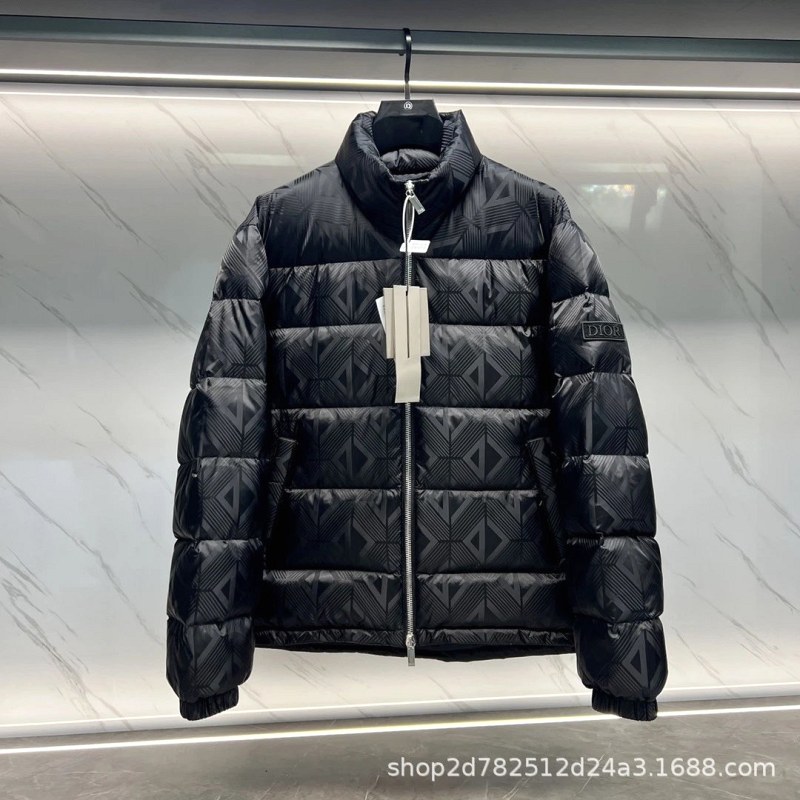 Dior Black Puffer Jacket With 800 Fill Power and a Stand Collar