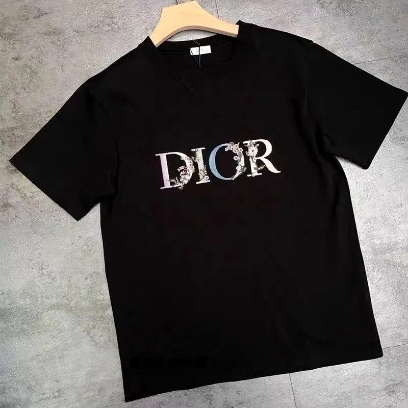 Dior Black Cotton Crew-Neck Tee With a Letter Print, Offered in S–5XL