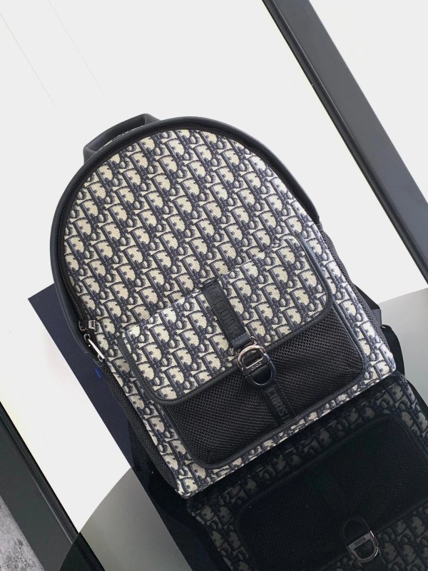 Gray Small Square Flap Bag in Top-Grain Cowhide, Styled in the Dior Monogram Look
