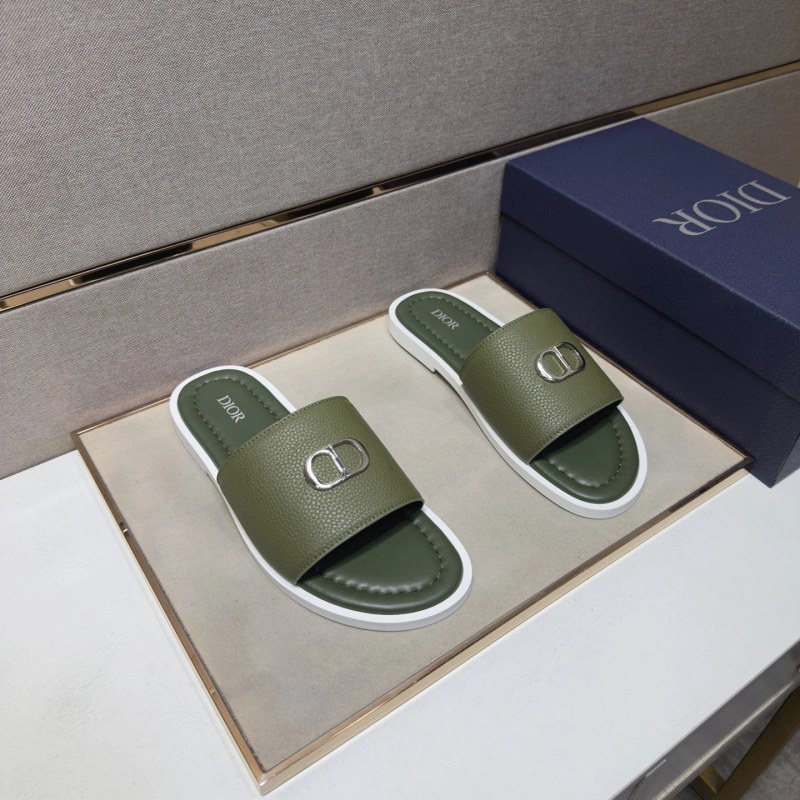 Dior Gray Slides With a Multi-Material, Leather-Lined Casual Build