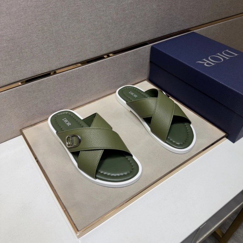 Dior Green Slides: Multi-Material Upper, Leather Lining, Four Colorways