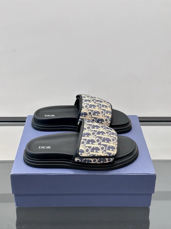 Dior Black Slides with an Adjustable Hook-and-Loop Strap in Calf Leather