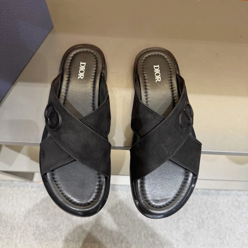 Dior Black Slides: Crisscross Leather Sandal in EU Sizing