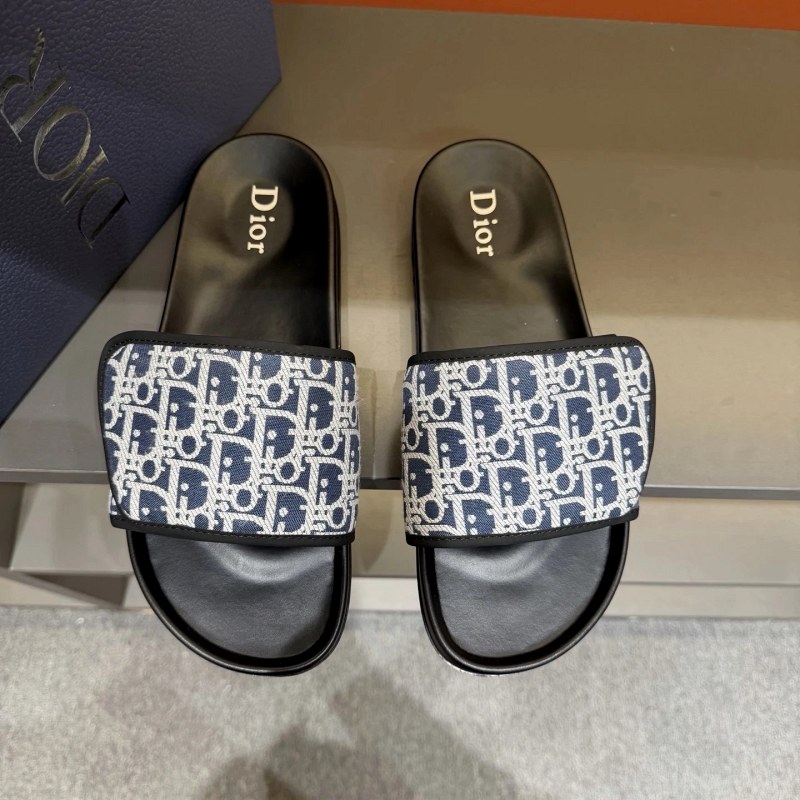 Dior Aqua Oblique Slides With an Adjustable Hook-and-Loop Strap