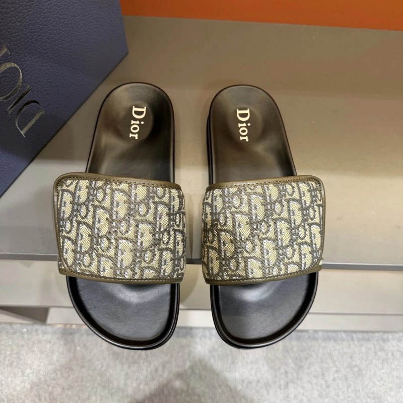 Dior Aqua Oblique Slides With an Adjustable Hook-and-Loop Strap