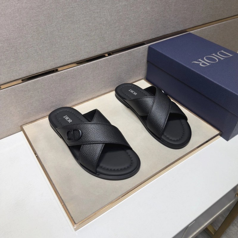 Dior Men's Casual Slides: Mixed-Material Upper, Leather Lining, Sizes 39–45