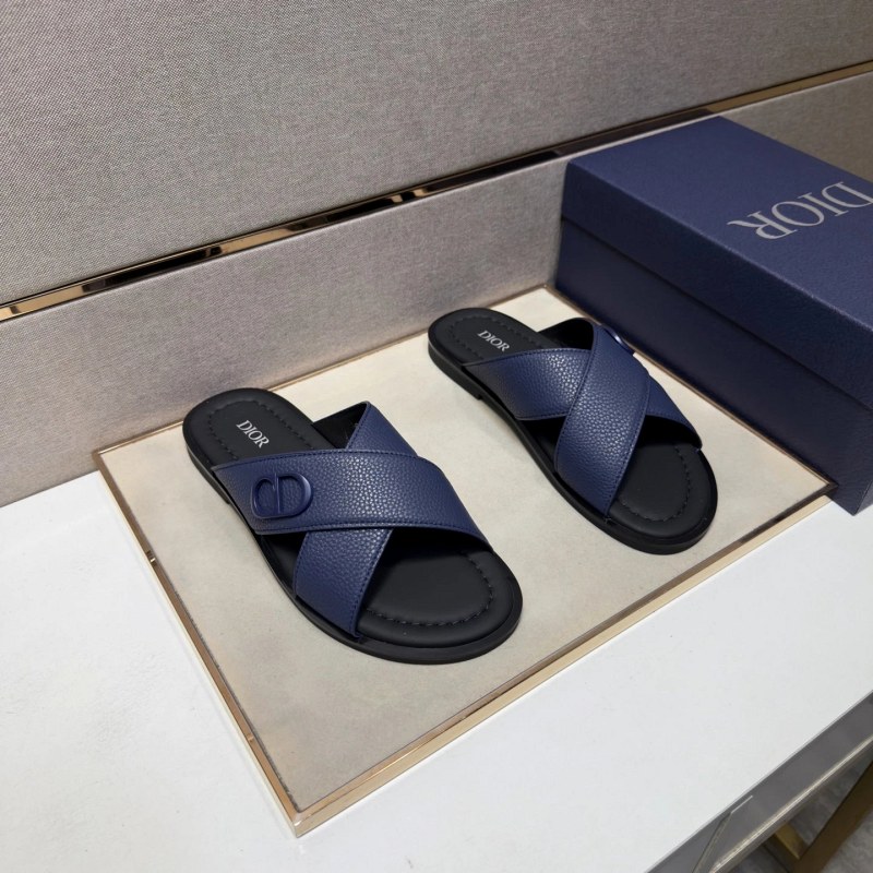 Dior Black Casual Slides With Multi-Material Upper and Leather Lining