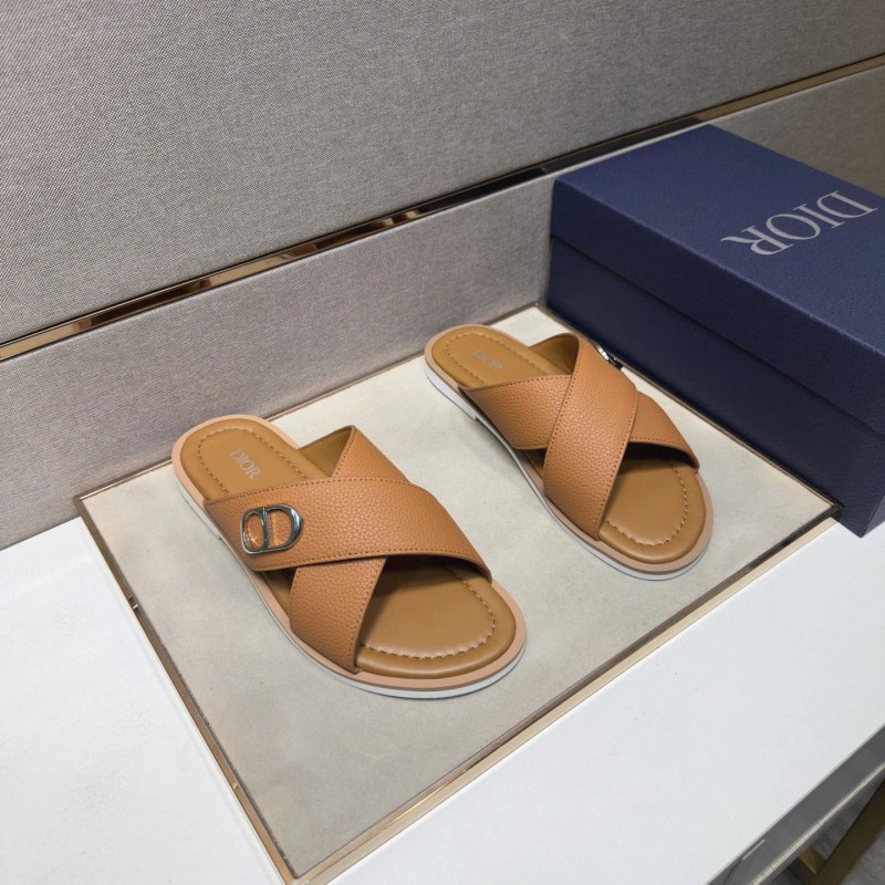 Dior Gray Slides With a Multi-Material Upper and Leather Lining