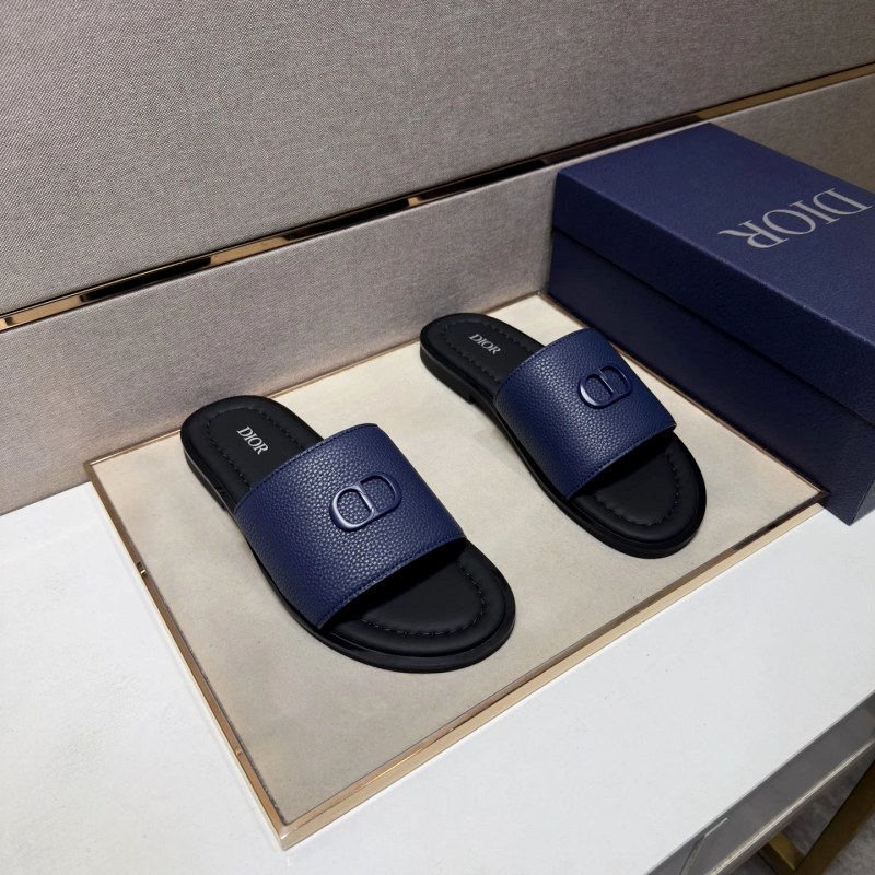 Dior Black Slides: Mixed-Material Upper, Leather Lining, Casual Cut