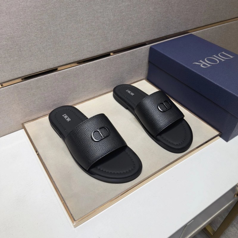 Dior Black Slides in a Casual Multi-Material Build with Leather Lining