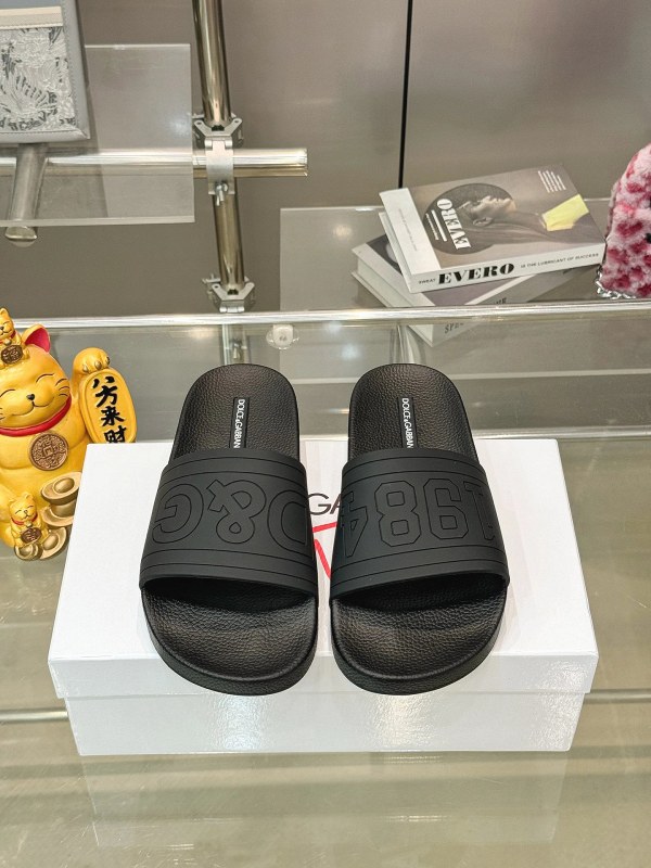 Dolce & Gabbana Black Letter Slides in a Casual One-Strap Format