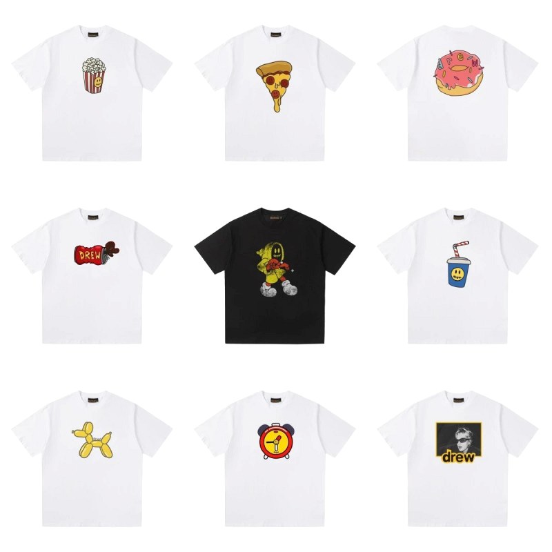 Drew House multicolor smiley-print T-shirt collection in combed cotton, S–XL