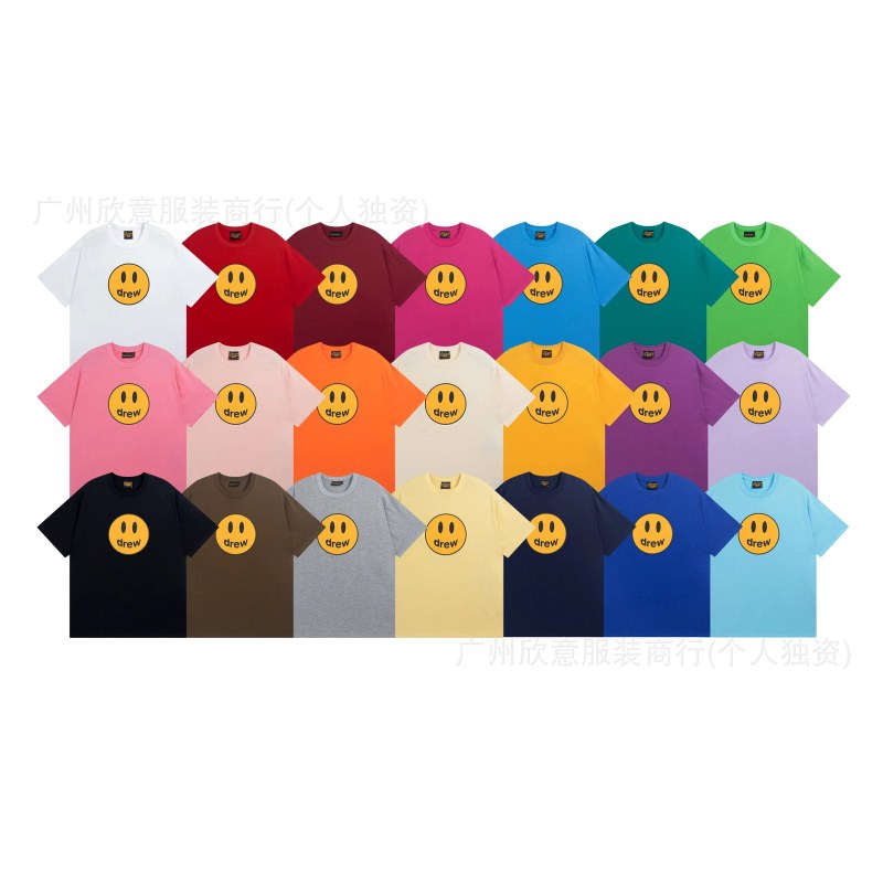 Drew House Smiley-Print Cotton Tee, Oversized Cut in 20 Colorways