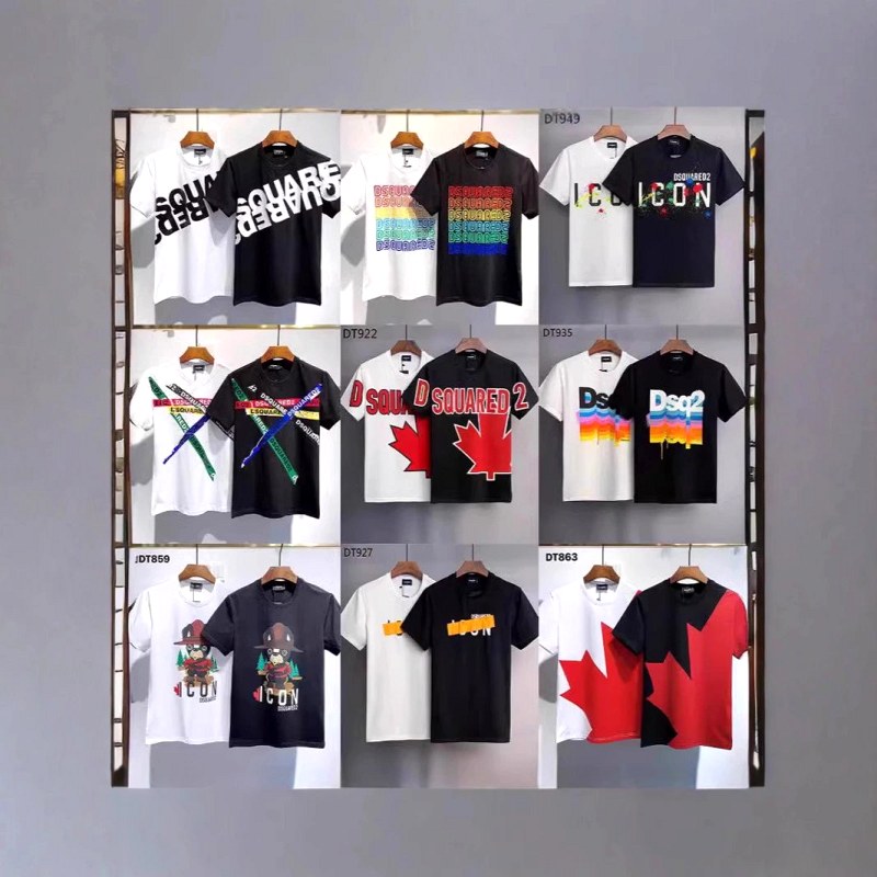 Dsquared2 multicolor cotton T-shirt collection — loose-cut crew-neck tees in 25+ colorways