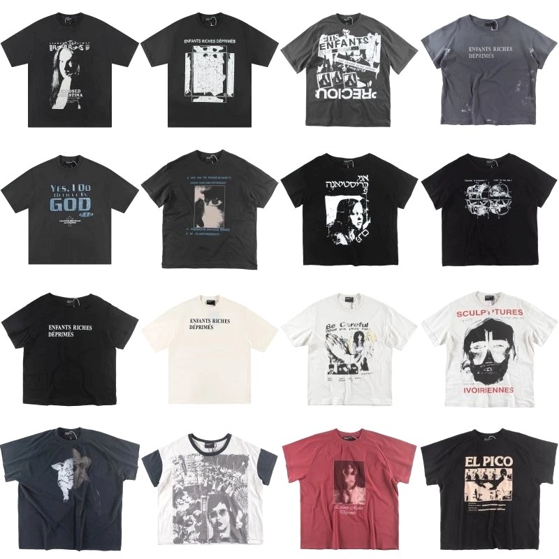 ERD Washed Multicolor Print Tees: 250 g/m² Combed Cotton, Loose Cut