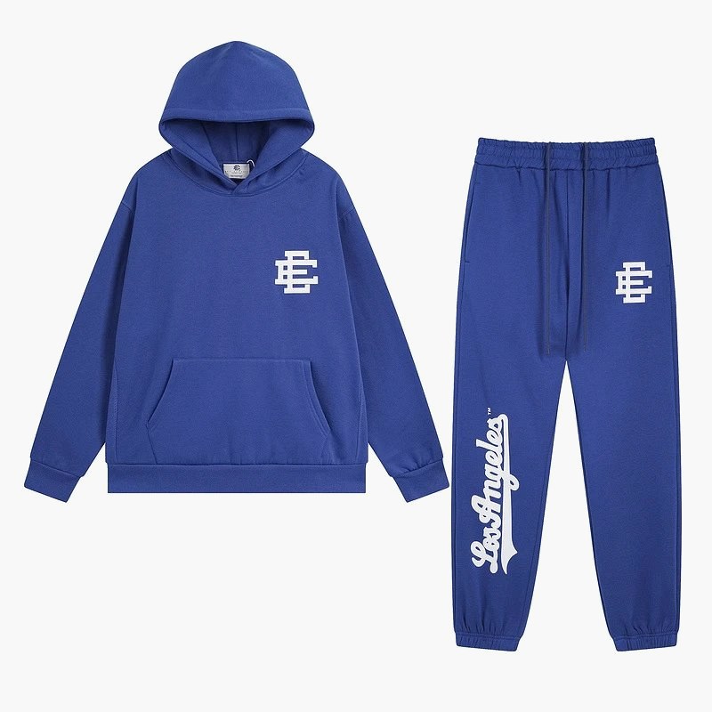 Eric Emanuel Blue Hoodie: Fleece-Backed Cotton Pullover in a Loose Streetwear Cut