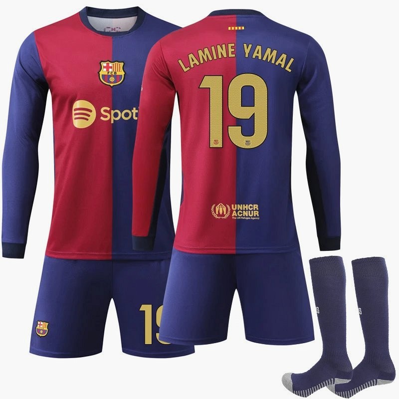 FC Barcelona Retro-Style Red and Blue Jersey, Bundled With Socks in Nine Number Options
