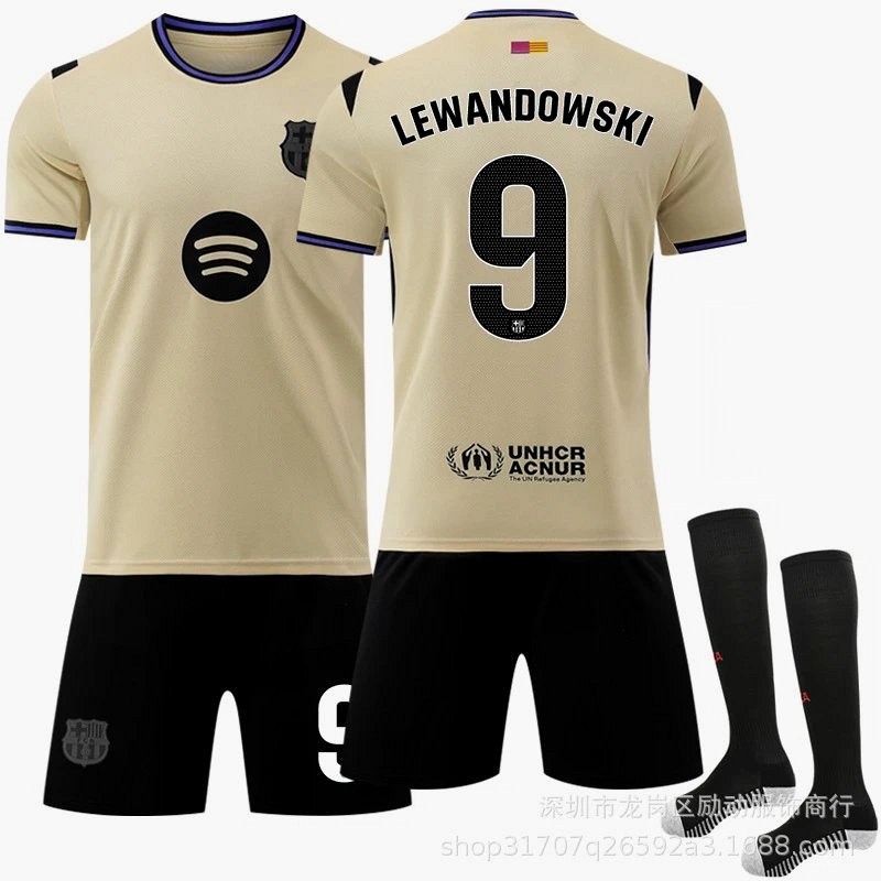 FC Barcelona Beige Retro-Style Jersey With Numbered Colorways and Socks