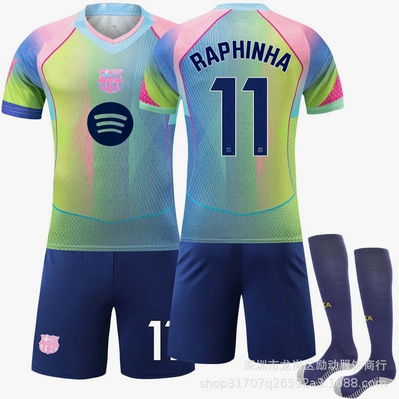 FC Barcelona Retro-Style Blue Football Jersey in Polyester, With Number and Sock Variants