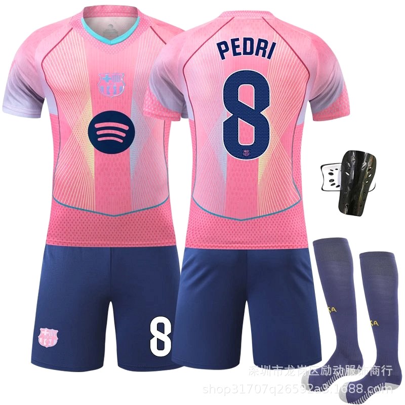 FC Barcelona Pink Retro-Style Football Jersey in Polyester, Sized From Kids 16 to XXXL