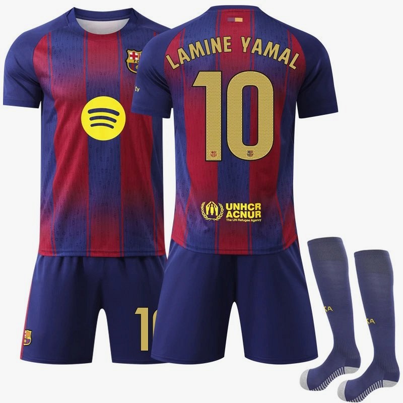 Blue Retro-Style Football Jersey Listed Under FC Barcelona, With Numbered Namesets and Sock Sets