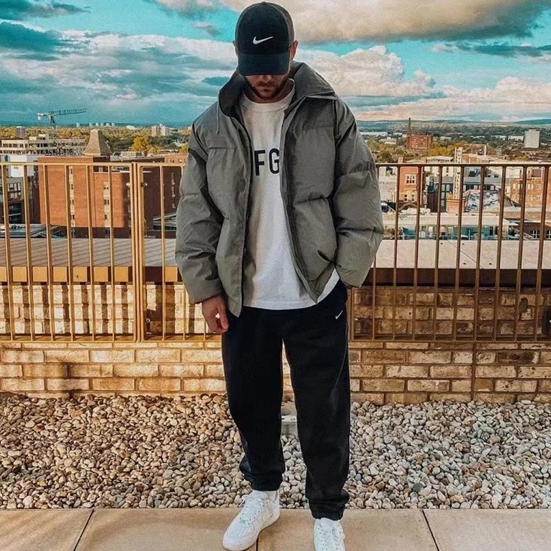Fear of God Black Mid-Length Zip Jacket in Down-Cotton Fill
