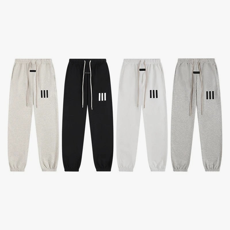 Fear of God Essentials Black Sweatpants: Fleece-Lined Cotton in a Mid-Rise Straight Leg