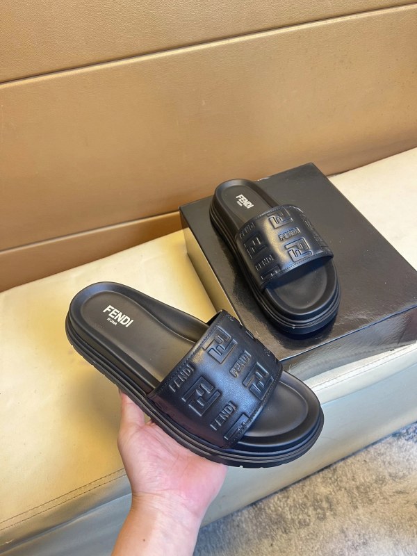 Fendi Black Slides in Italian Calfskin, Listed in Italian Sizes 39–45