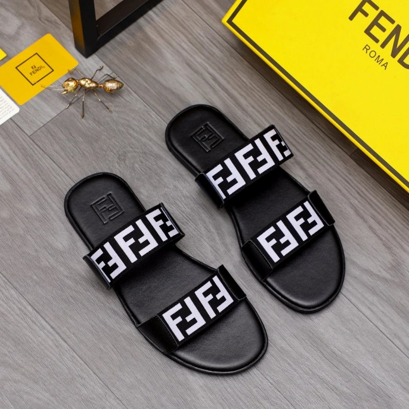 Fendi Black Slides in a Casual Slip-On Build, Listed Across Sizes 35–45