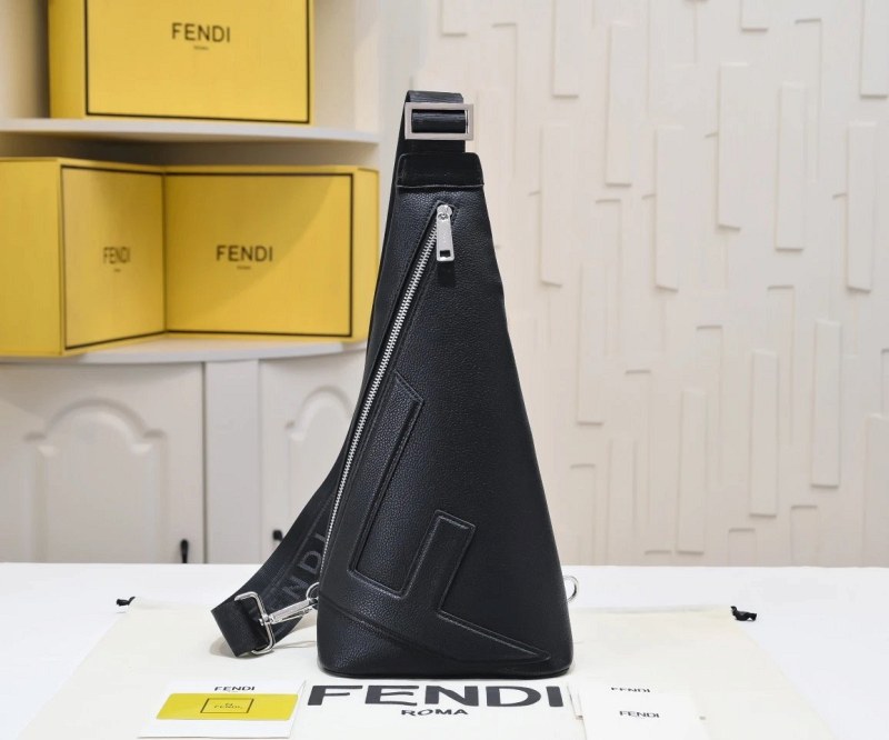 Fendi Black Everyday Bag in Top-Grain Cowhide with Stitching Detail