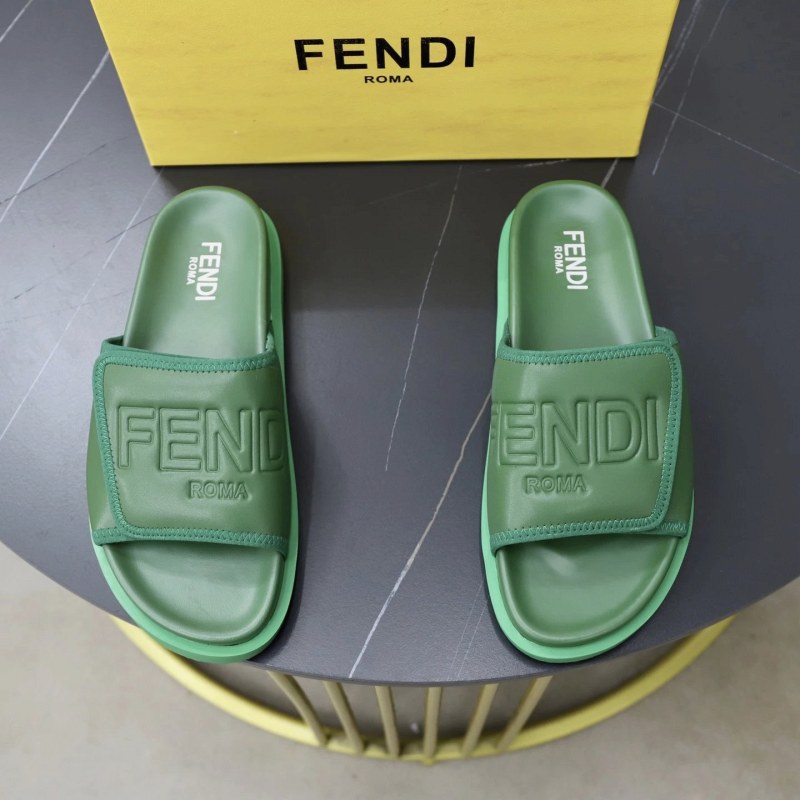 Fendi Green Slides in a Relaxed Casual Build, Offered in Sizes 35–45