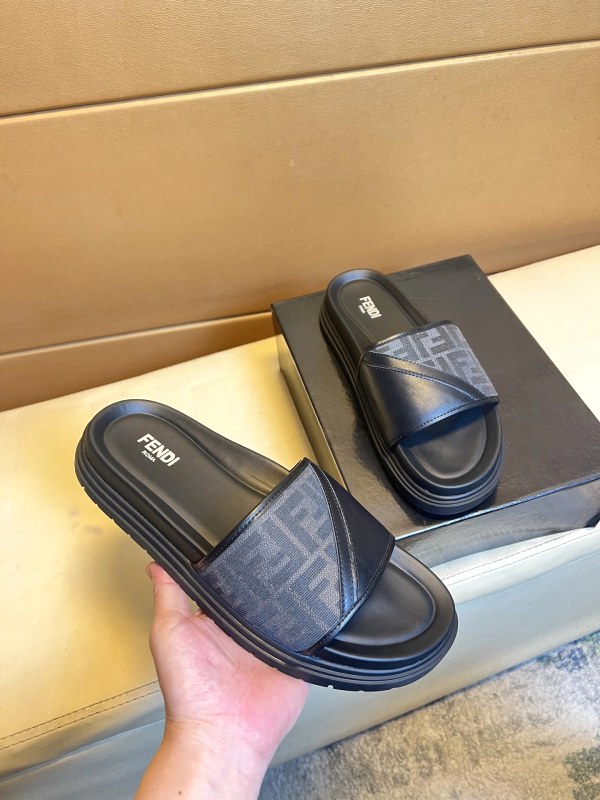 Fendi Black Slides with a Calf-Leather Upper, Listed in Sizes 39–45