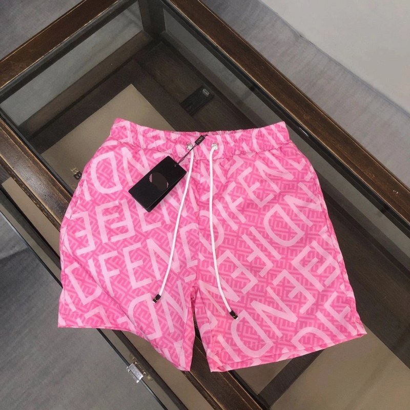 Fendi pink shorts: loose-cut polyester three-quarter shorts in a minimalist summer build