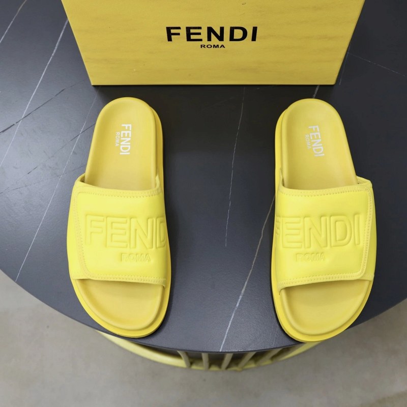 Fendi Yellow Slides, Listed in a 35–45 Size Run