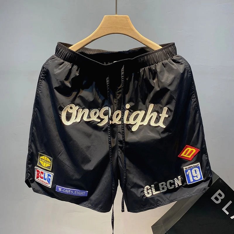 Foreign Trade Black Athletic Shorts: Polyester Five-Point Cut in Street Style