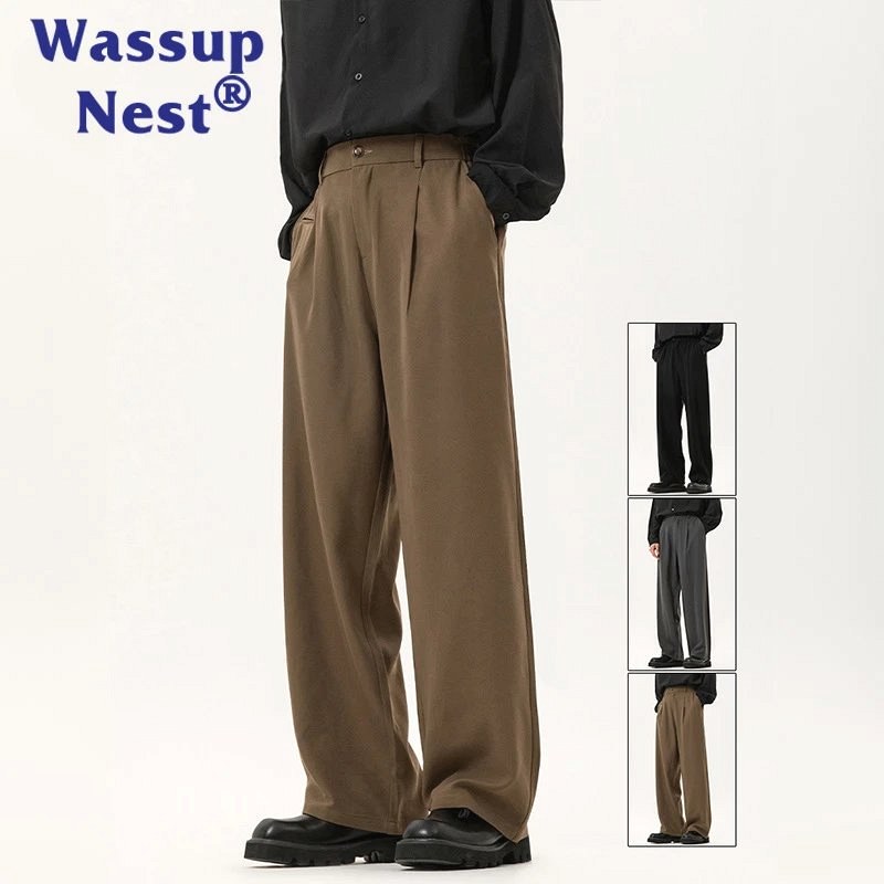 Foreign Trade Brown Sweatpants: Straight-Leg Polyester Casual Pants, S–3XL