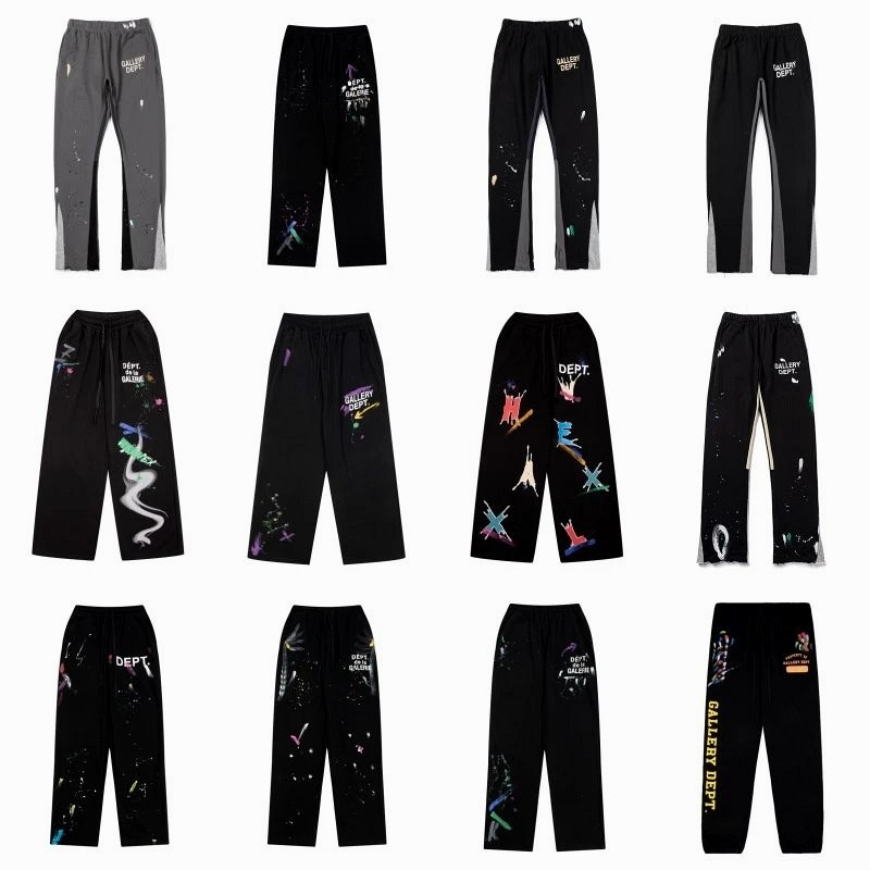 Gallery Dept Multicolor Casual Pants: Cotton Drawstring Straight-Leg in a Washed, Hand-Painted Finish