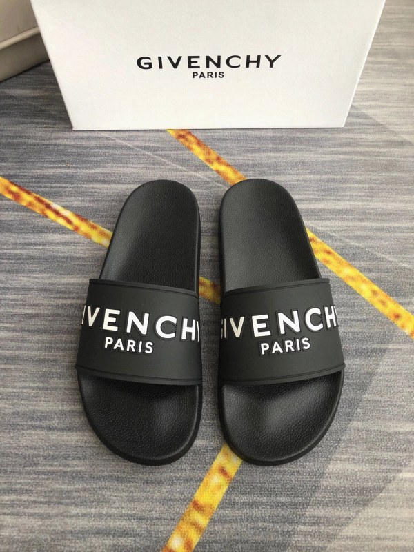 Givenchy Black Slide with Embossed Lettering, Listed in Sizes 35–45