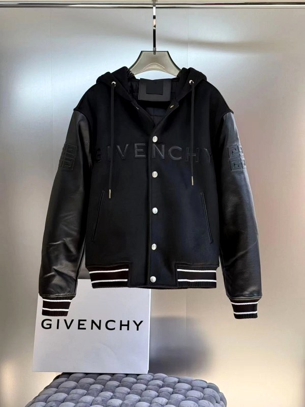 Givenchy Black Hooded Varsity Jacket in Collegiate Style, S–3XL